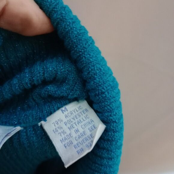 DG2 by Diane Gilman Ribbed Turtleneck Acrylic Knit Blouse Metallic Dtail NWT Med - Picture 6 of 6